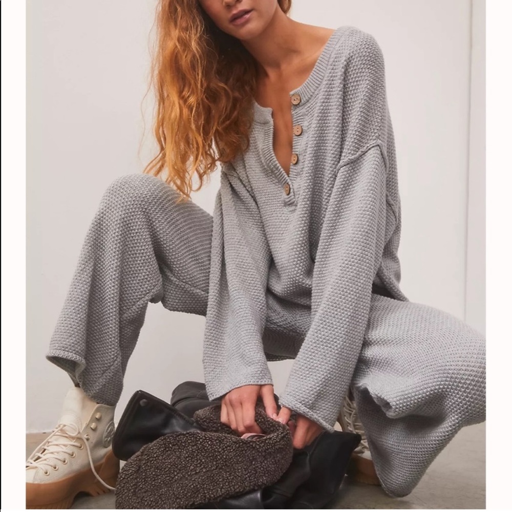 Free People Hailee sweater set size large Heather gray